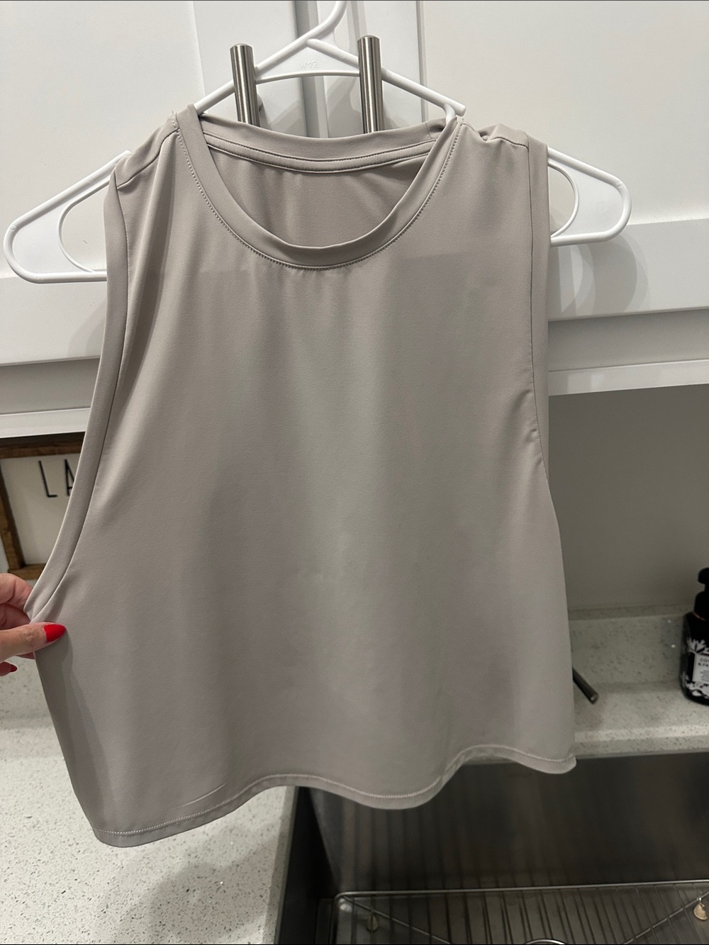 Amazon Women's Sleeveless Muscle Tee in Light Taupe